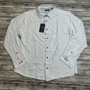 Garnet Men's Long Sleeve Stretch White Shirt XXL 2XL Double Extra Large Sheer